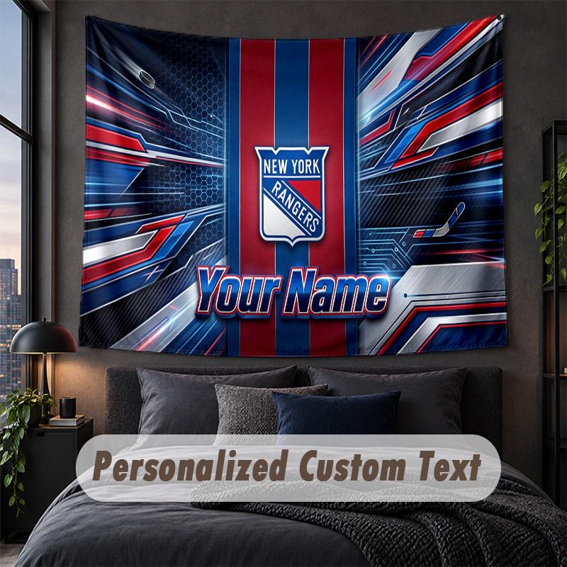 Custom Name Text Tapestry,New York Rangers Decorative Wall Hanging, Background Tapestry For Home Bedroom