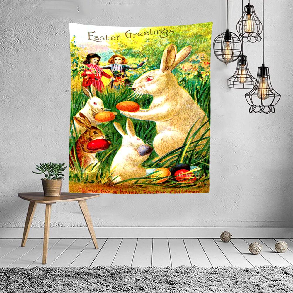 Home Decoration Easter Series Printing Polyester Blanket Wall Hanging Is Suitable for Bedroom Living Room Tapiz