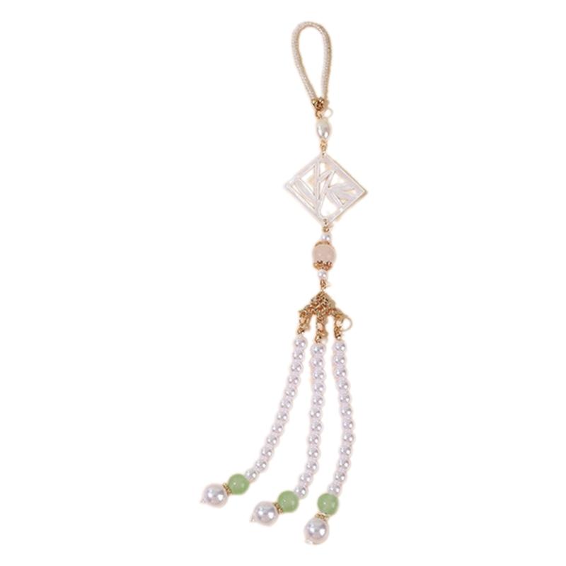 Chinese Style Brooch for Traditional Clothing Handmade Cheongsam Pendant with Long Fringes Waist Hanging Ornament