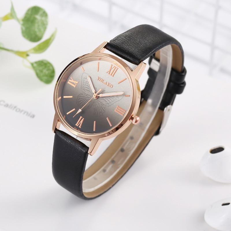 New Watch Women Best Selling Fashion Creative 3D Butterfly Dial Quartz Wristwatch Casual Leather Strap Clock Watch