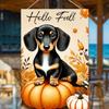 Hello Fall Garden Ag Double-Sided 12x18 Ag Dachshund Ag Cute Puppy Dog Ags Pumpkin Outdoor Autumn Decor Thanksgiving