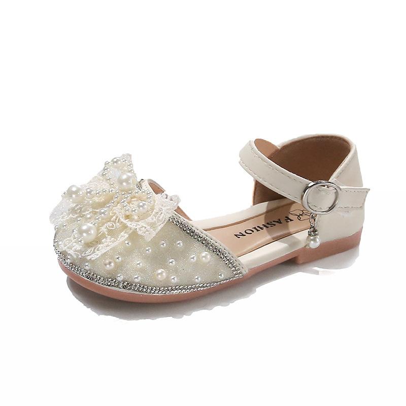 

Туфли принцессы для девочек, жемчужная сумка, головные полусандалии, обувь для выступлений для девочек, лето 2025, новая детская обувь на мягкой подошве, хрустальные туфли 23-28 yards, 6 pairs in one hand бежевый