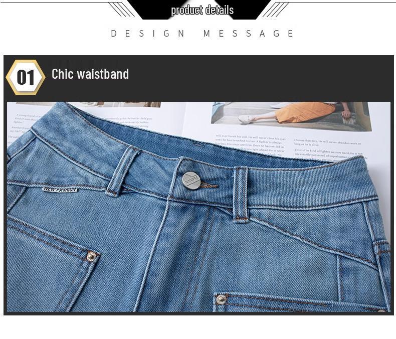 High-Waisted A-Line Denim Shorts for Women - Summer Thin, Loose Fit, Mid-Length, Four-Point Wide-Leg Design