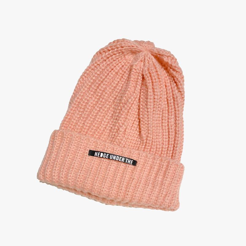 New Autumn and Winter Letter Knitted Big Hat Brim Big Head Circumference Warm Wool Hat for Women Versatile Ear Protection Students
