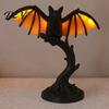 Decorazione Tavola Festività Stagionale Lampada Pipistrello Nera Vintage, Luce Notturna Decorativa Gotica in Resina, Lampada da Scrivania Compatta Stile Retro per Camera da Letto Soggiorno
