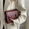 New Retro Red Small Square Bag For Women Daily Commuting Versatile Female Crossbody Bags Pu Leather Solid One Shoulder Pack