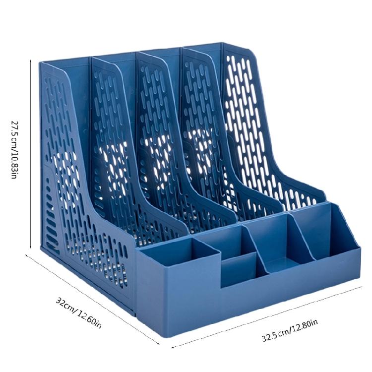 Desktop Magazine Holders with Removable Pen Holders 4 Compartments Storage Organiser Box for Office Desk Organiser