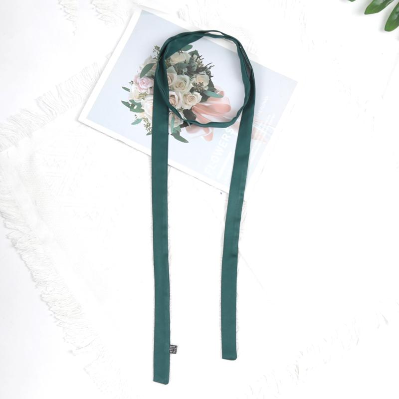 160cm X 2.5cm Women Long Solid Color Skinny Silk-Like Scarf Tie Anti-Wrinkle Carves Wraps Satin Ribbons Headbands Neckerchief