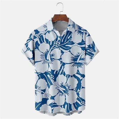 Hawaiianische Tropenpflanzen-Print-Hemden Herren Urlaubs-Strand-Top Sommer Locker Atmungsaktive Kleidung Straße Outdoor Kurzarm