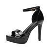 Patent Leather Peep-Toe Stiletto Heels - 12cm One-Strap Platform Sandals for Women