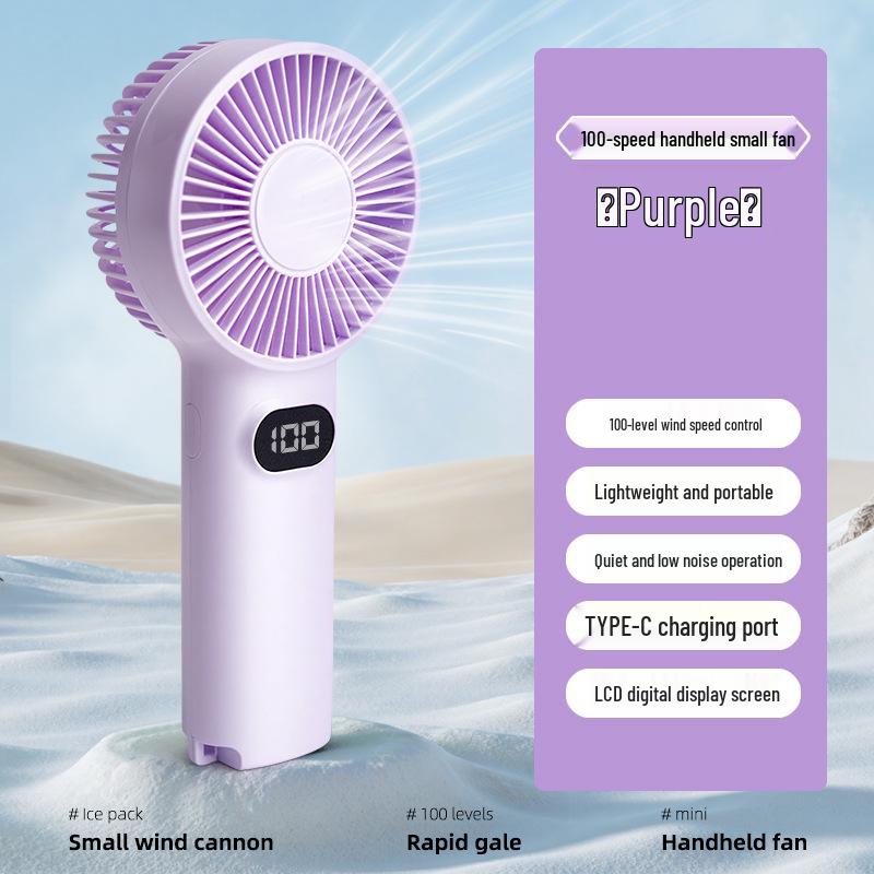 New 100-Speed Portable Handheld Fan with Digital Display, USB Charging, Ideal for Outdoor Summer Cooling, Customizable Logo Option