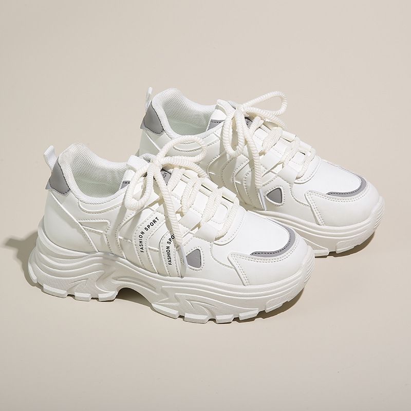 Korean Retro Thick Soled Women's Sports Shoes, Autumn and Winter Thick Soled Height Increasing Student Running Casual Shoes