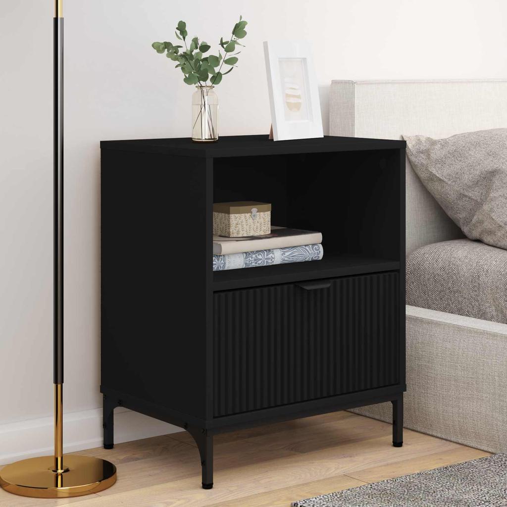 Nightstand Set of 2 Black 49 X 36 X 61 Cm Particleboard
