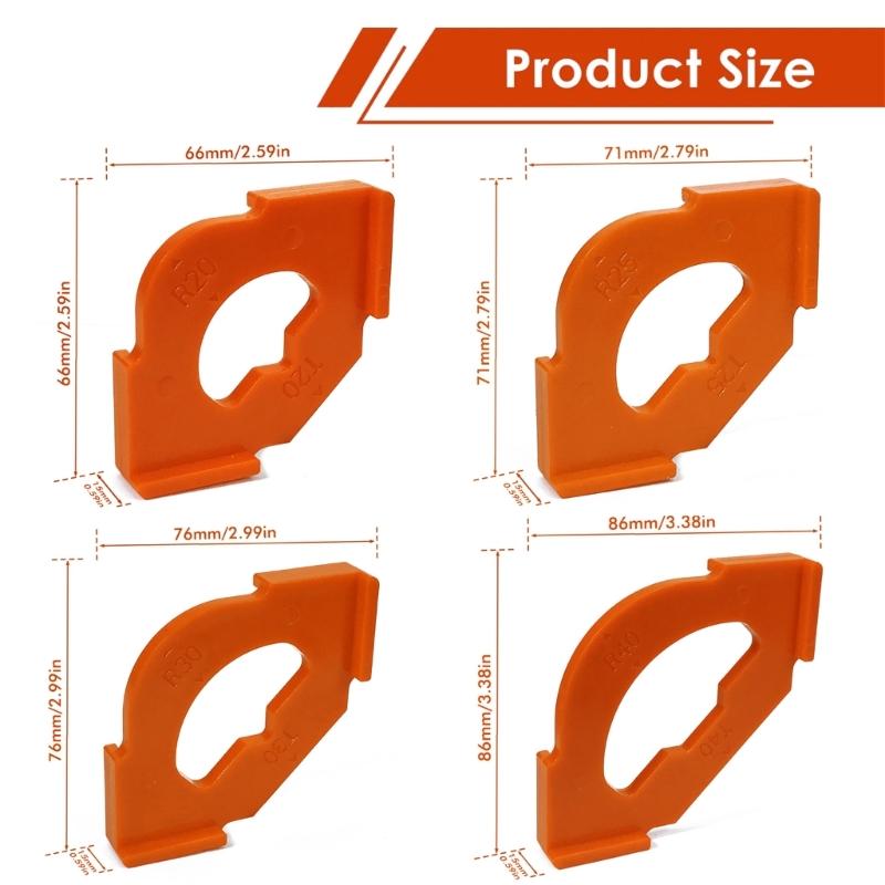 4Piece Woodworking Quick Locator Set for Precise R Angle and Radius Templates Routing Half Round Positioning Jigs Tools