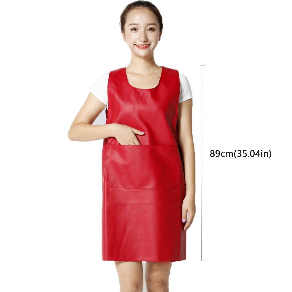 Durable PU Leather Kitchen Apron Vest Design Waterproof Chef Apron Oil-proof Cleaning Accessories Adult Bib Lab Work