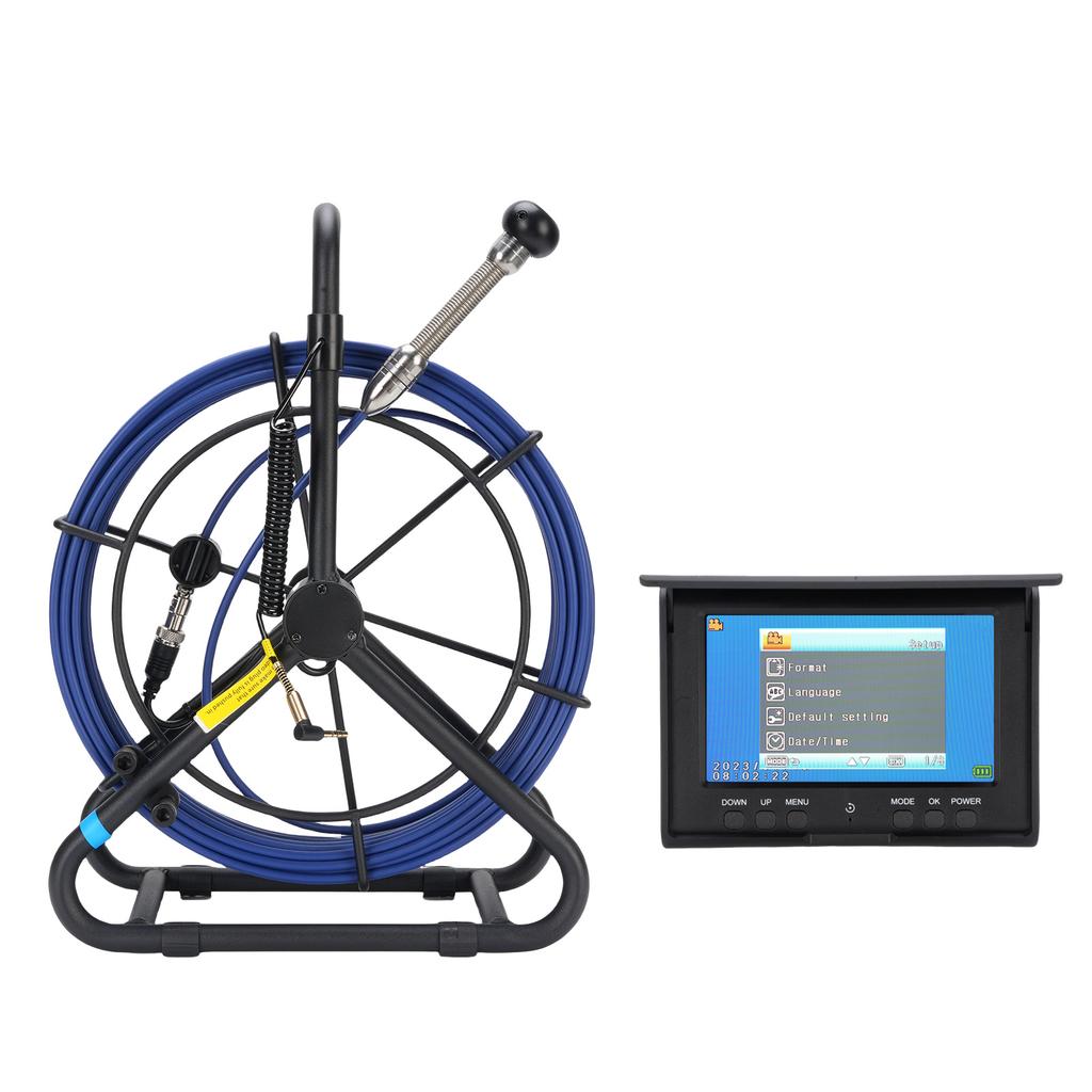 30M Sewer Camera 18mm 1080P IP68 Water Proof 4.3 Inch Screen DVR Recording 32GB Small Memory Card Drain Pipe Borescope