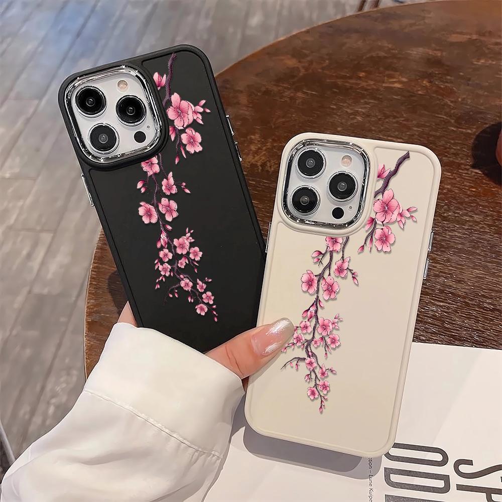 Pink Flowers Phone Case Suitable For IPhone 16 15 Plus 14 13 12 11 Pro Max XS XR 7 8 Case Cover Funda For IPhone 16 15 14 Plus