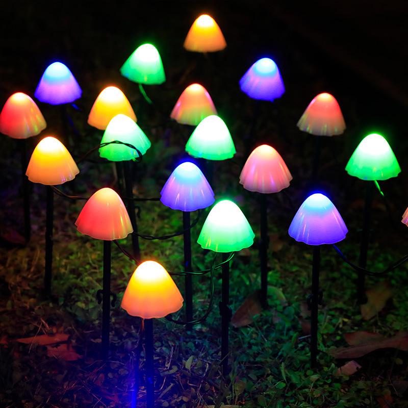 Solar LED Mushroom Garden Lights - Outdoor Lawn and Courtyard Decoration with Flashing Color Strings
