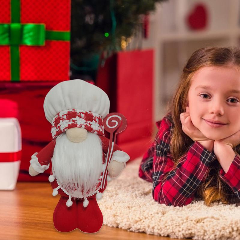 Christmas Gnomes Plush 9.8 Inch Faceless Dwarf Doll Plush Gnomes Hold Candy Cane For Christmas Holiday Home Indoor Display