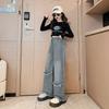 Girls' Wide Leg Pants for Spring and Autumn Wear Straight Leg Jeans Korean Children's Casual Autumn Pants