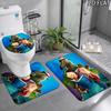 3pcs Revolting Rhymes Pattern Flannel Nonslip Absorbent Washable Decorative Bathroom Home Toilet Seat Cover Mat