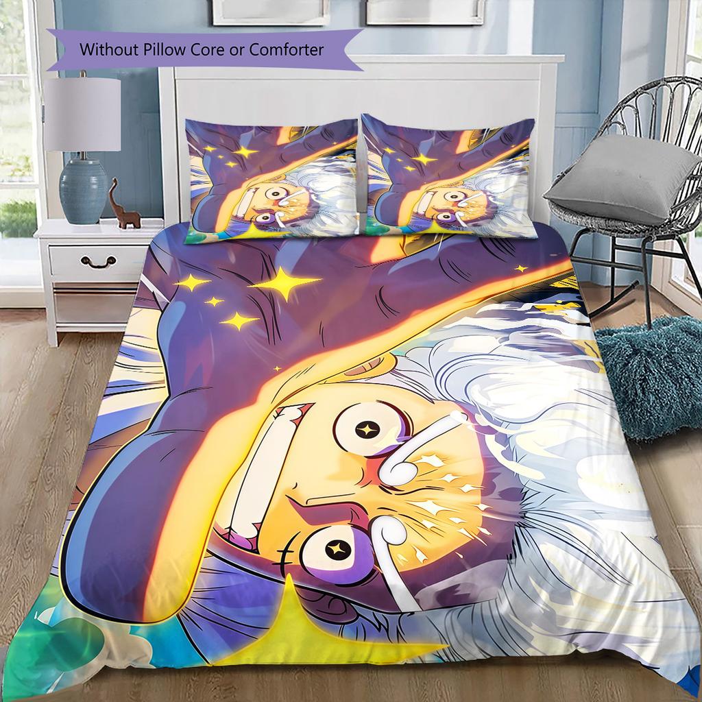 One Piece Luffy Gear 5 Bedding Set, 1 Duvet Cover & 2 Pillowcases, Cozy Home Use, Perfect Gift for Anime Fans