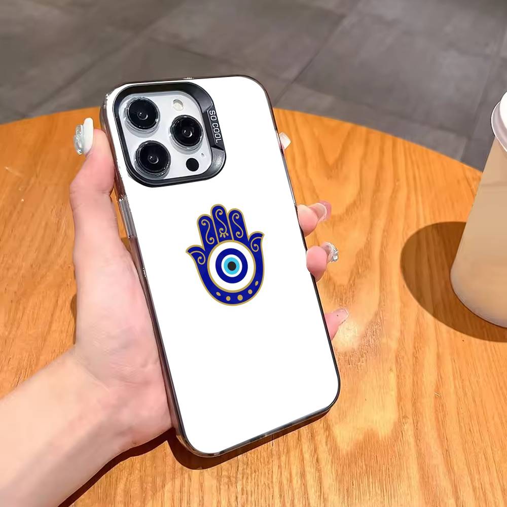 T-Turkish L-Lucky Blue Evil Eye Phone Case For iPhone17 16 15 14 13 12 Pro Max Grey Black Matte Laser Metallic Aurora Funda