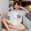 Boys Ice Silk Pajama Set Short Sleeve Shorts Kimono Style Cartoon Print Lightweight Sleepwear Kids 8
