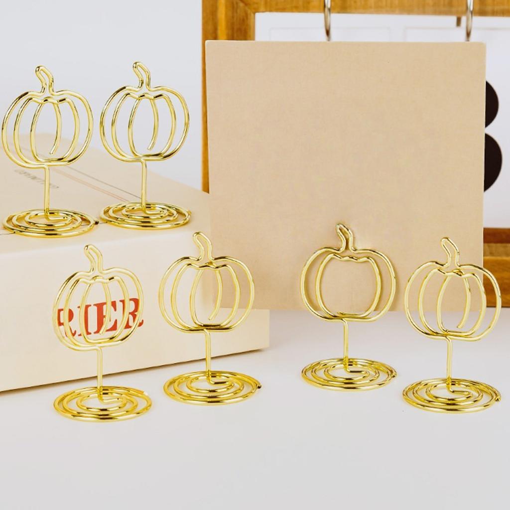 10Pcs Pumpkin Shape Metal Note Holder Table Number Stand Picture Holders For Thanksgiving Fall Harvest Party Decoration