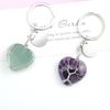 Natural Stone Crystal Peach Heart Heart Shape Tree Of Life Keychain Keychain Bag Pendant K24