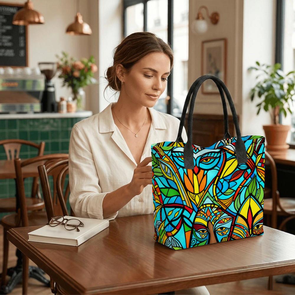  Bohemian Owl Print Tote Bag Fashion Large Capacity Casual Handbag for Daily Use
