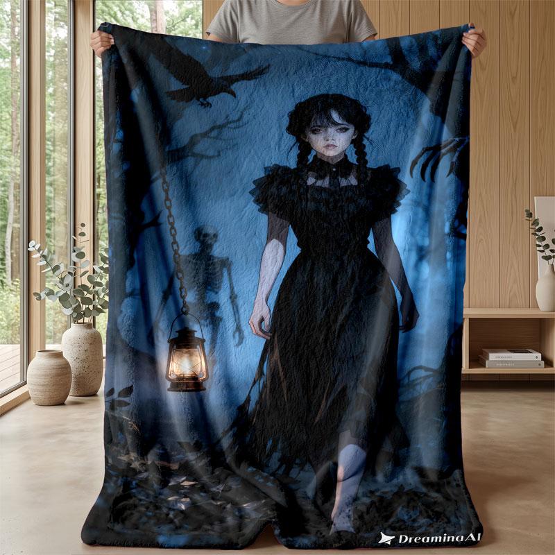 Soft Flannel Blanket Lightweight Cozy Bedroom Living Room CoverWednesday Addams