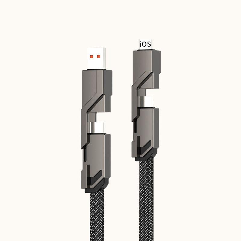 Vier-in-einem-Ladekabel, 100 W, superschnelles Laden, 6 A, One Drag Four-Datenkabel, geeignet für Apple Huawei PD Dual Head Four Port