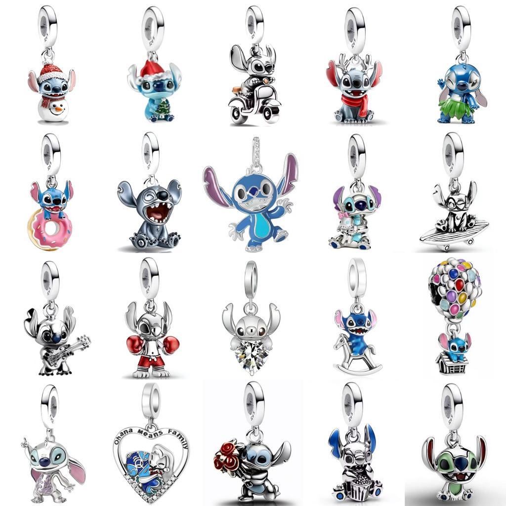 New 925 Silver Cute Lovely Stitch Lilo Pendant Bead The Princess Charm Fit Bracelet DIY Women's Jewelry Gift