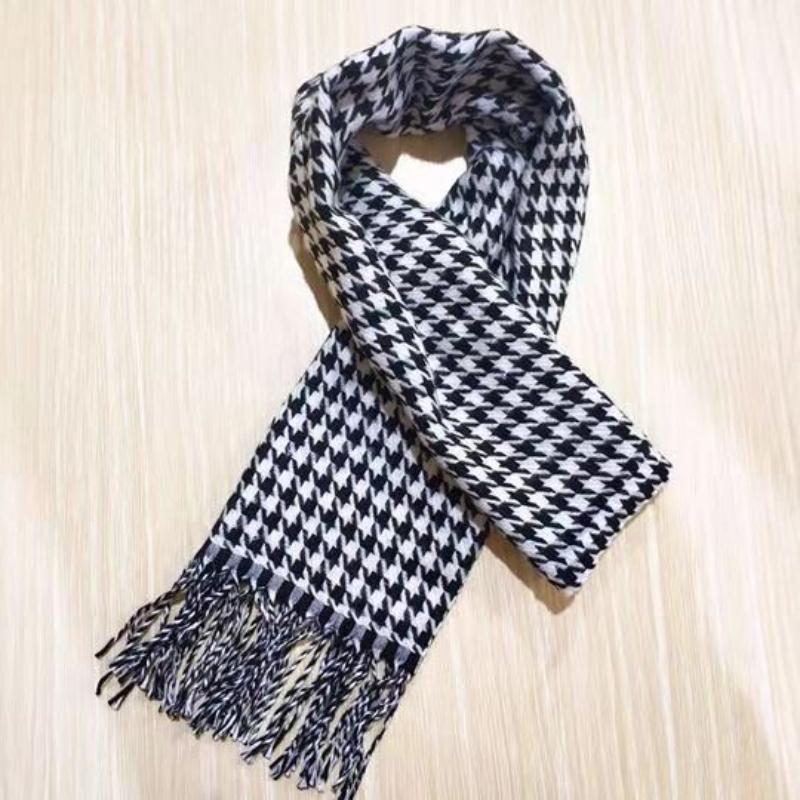 Versatile Lattice Unisex Scarf Autumn And Winter Warm Scarf Student Couple Tassel Shawl 190cm long-30cm wide