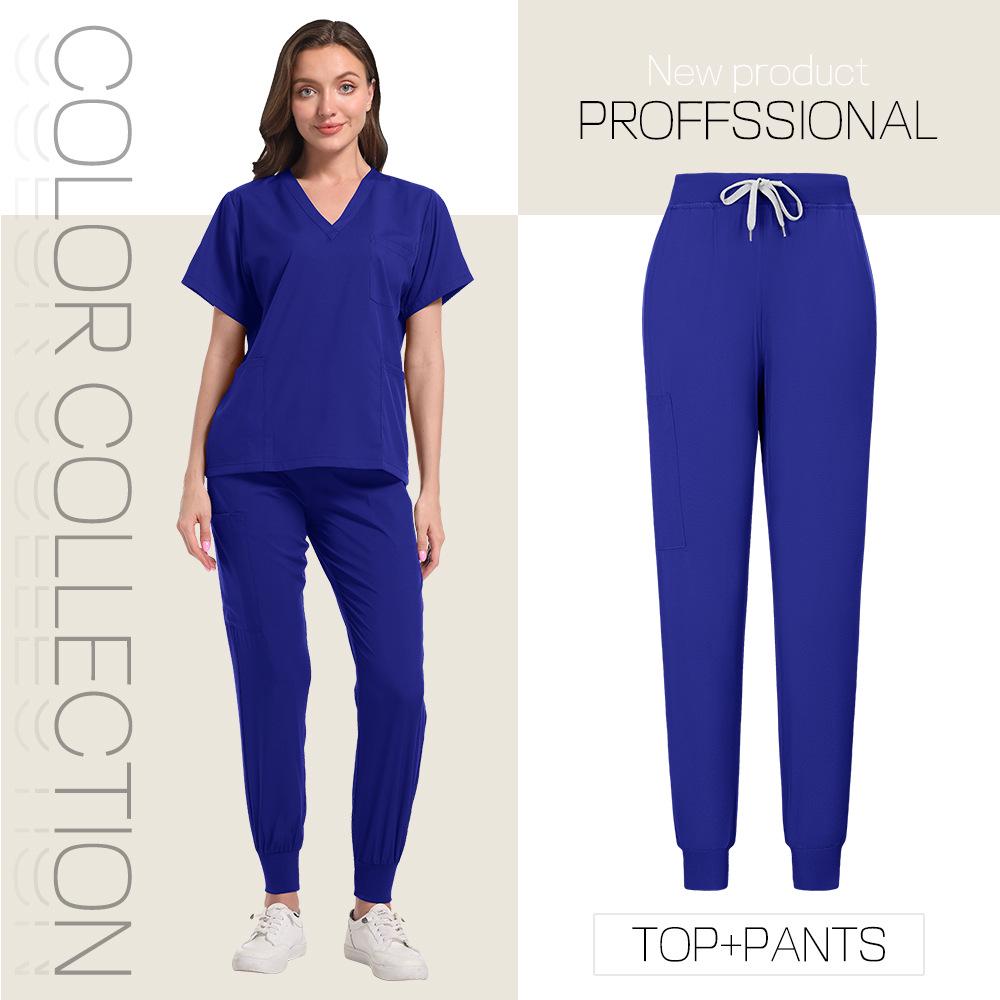 

Women s Stretch Scrub Set - Short Sleeve Beauty Salon & Operating Room Wear Extra Large королевский синий