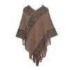 Women's Elegant Knitted Shawl Poncho with Fringed Lightweight Pullover Poncho Sweaters Cape Warm Cozy Knit Poncho Sweater for Women Pullover Cardigan