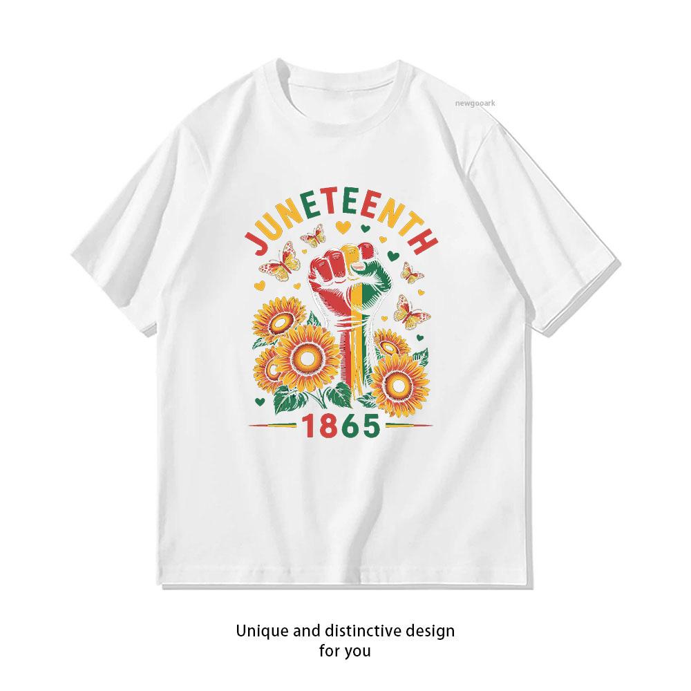 Juneteenth Freedom 1865 African American sunflower tshirt woman man Casual cotton printed t shirts summer Oneck tee shirt S