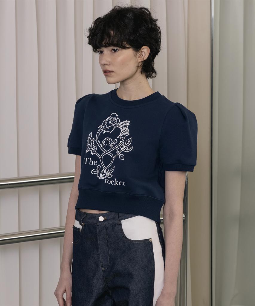 The Rocket R Flower Half Sweatshirt_Navy