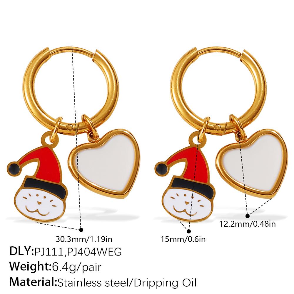 Christmas Wind DIY Pendant Earrings Stainless Steel Gold-plated Fun Pendant Combination Earrings Jewelry Women