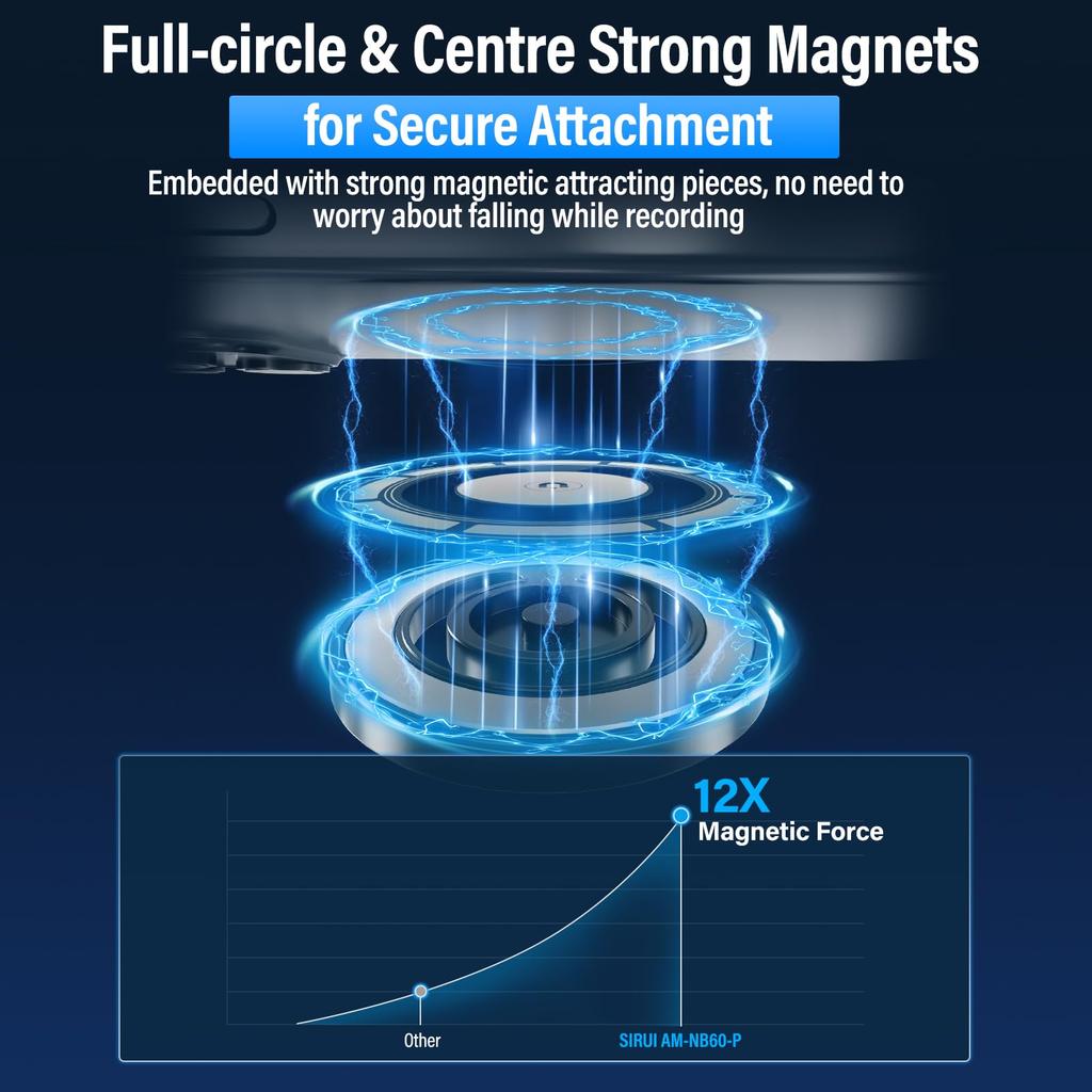 SIRUI Magnetic Neck Mount for POV Necklace Mount Vlogging Accessories for Android GoPro Hero Insta360 Action Cameras Phones, Hands-Free iPhone,