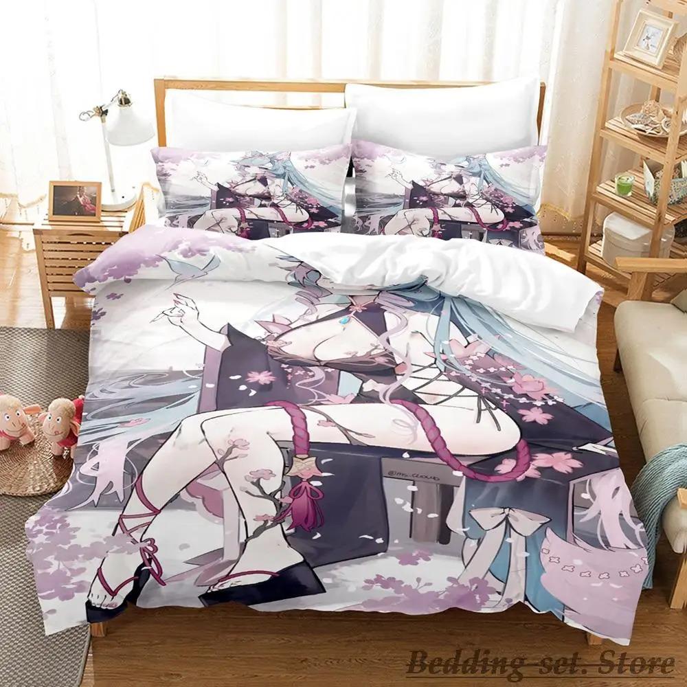 Sexy Girls Silvervale VTuber Bettwäsche-Set Einzelbett Twin Full Queen King Size Bettset Erwachsener Kind Schlafzimmer Bettdeckenbezug-Sets Anime