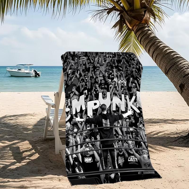Beach Towel with CM Punk Pattern - soft,absorbent,machine washable Lightweight&Modern,swimming,Travel Essentials