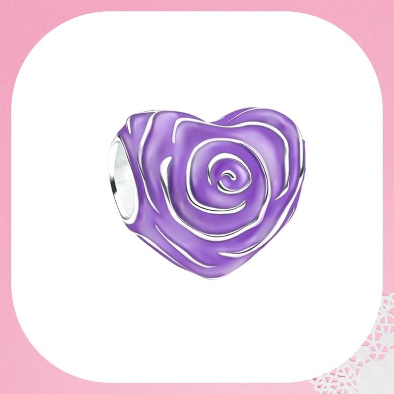 Sparkling Rose In Bloom Series Charm Bead Purple Pink Rose In Bloom Fit Original Bracelets Accessories Diy Jewelry Gift