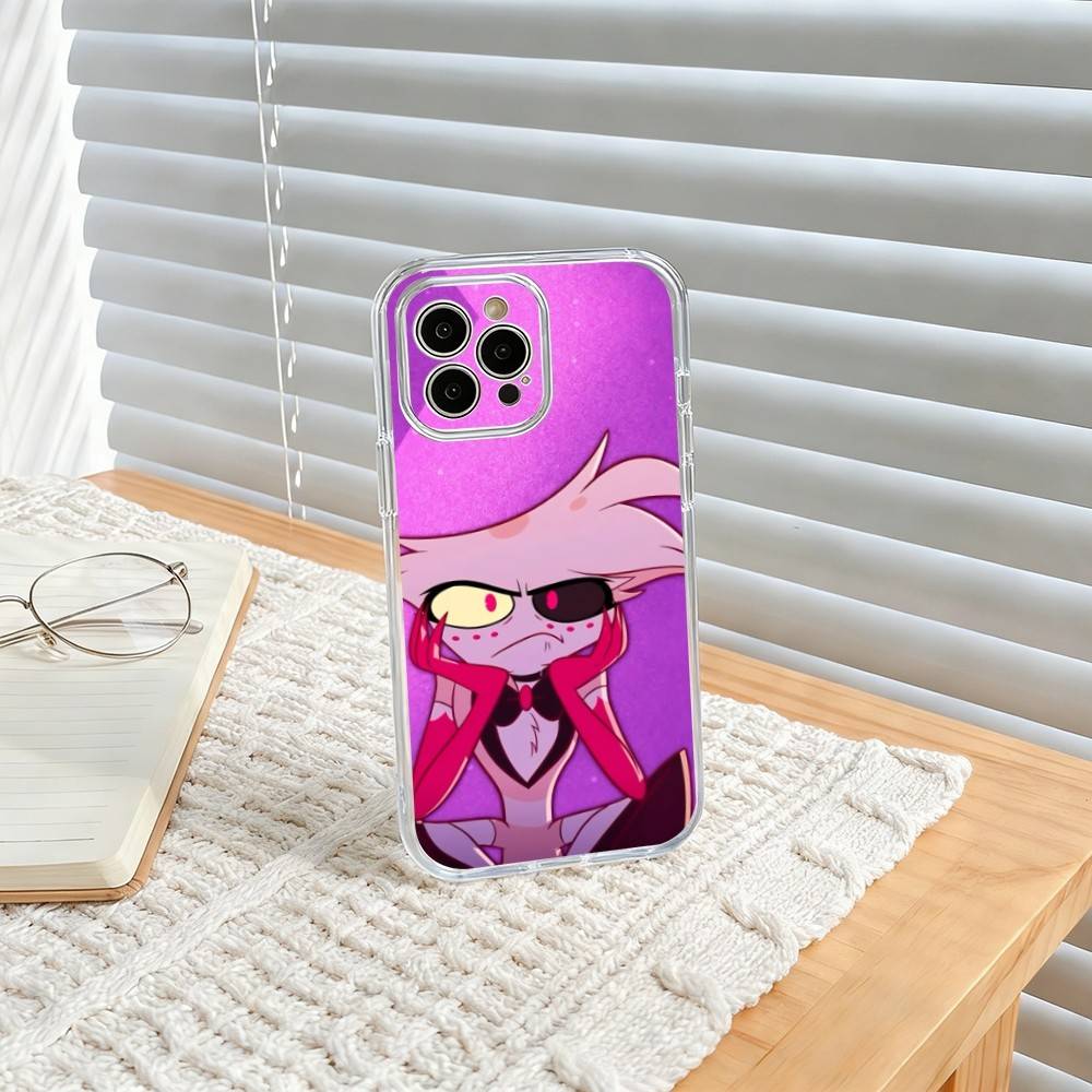 A-Angel Dust H-Hazbin H-Hotel Phone Case For iPhone17,16,15,14,13,12,11 Plus,Pro Max Soft Transparent Cover iPhone16pro