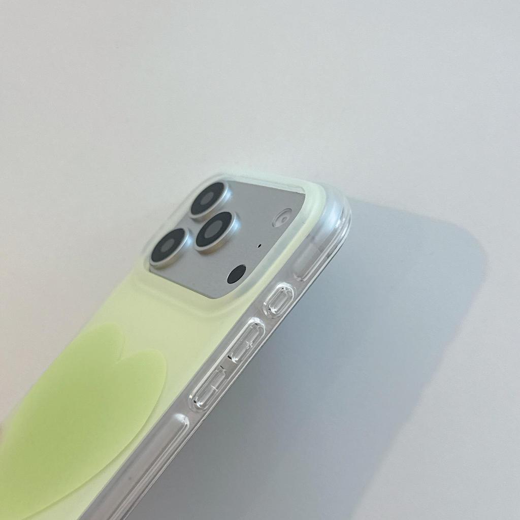 Grüne Herz-Handyhülle im koreanischen Stil, stoßfest, für iPhone 17 Pro Max & 16
