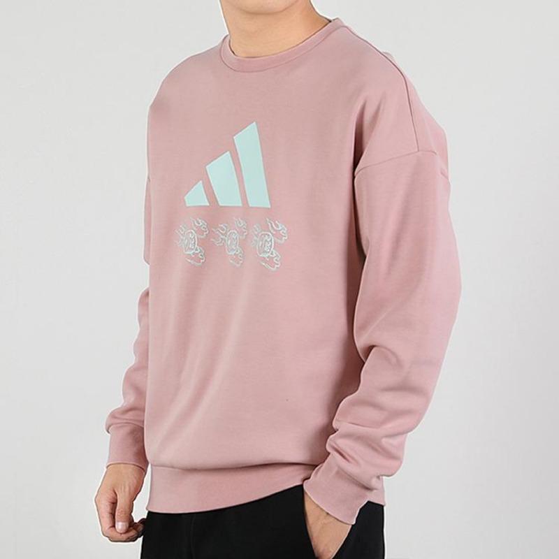 adidas Sports Crew Neck Long Sleeve Sweatshirt Men Tops Pink GM4447