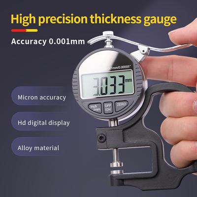 0.01/0.001mm 0-12.7mm Electronic Thickness Gauge LCD Display High Precision Digital Micrometer Thickness Meter