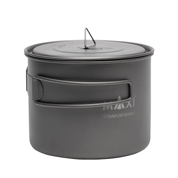 Maxi Lightweight and Durable 900ml Titanium Pot Perfect for Outdoor Cooking -