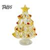 Elegant Office Desk Decor Glazed Glass Christmas Tree Figurine, Handcrafted Ornament Gift for Friends Holiday Display, Colorful Modern Table